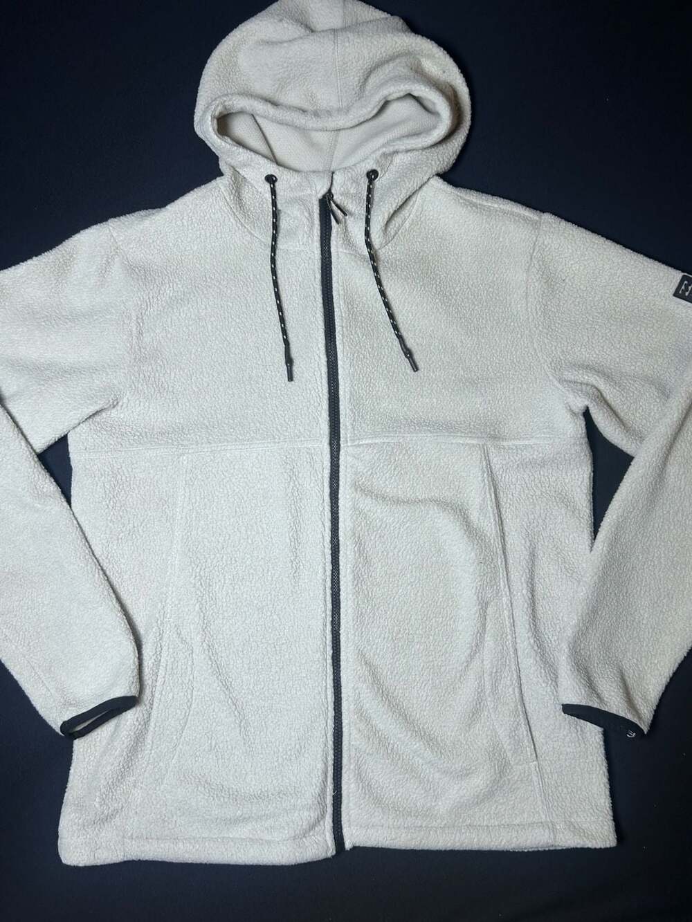 Billabong Boundary Sherpa Hooded Jacket Size L Grey Heather Zip Up
